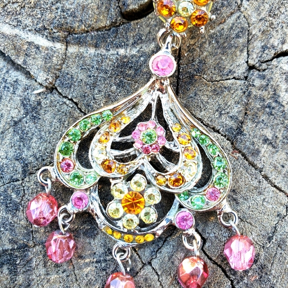 Vintage Tiara Misu Chandelier Earrings - Picture 2 of 3